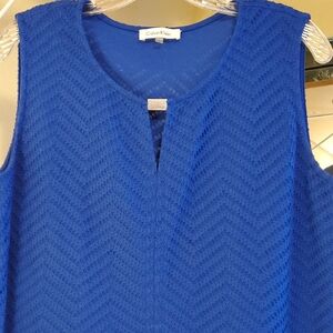 Calvin Klein Royal Blue Textured Sleeveless Blouse
